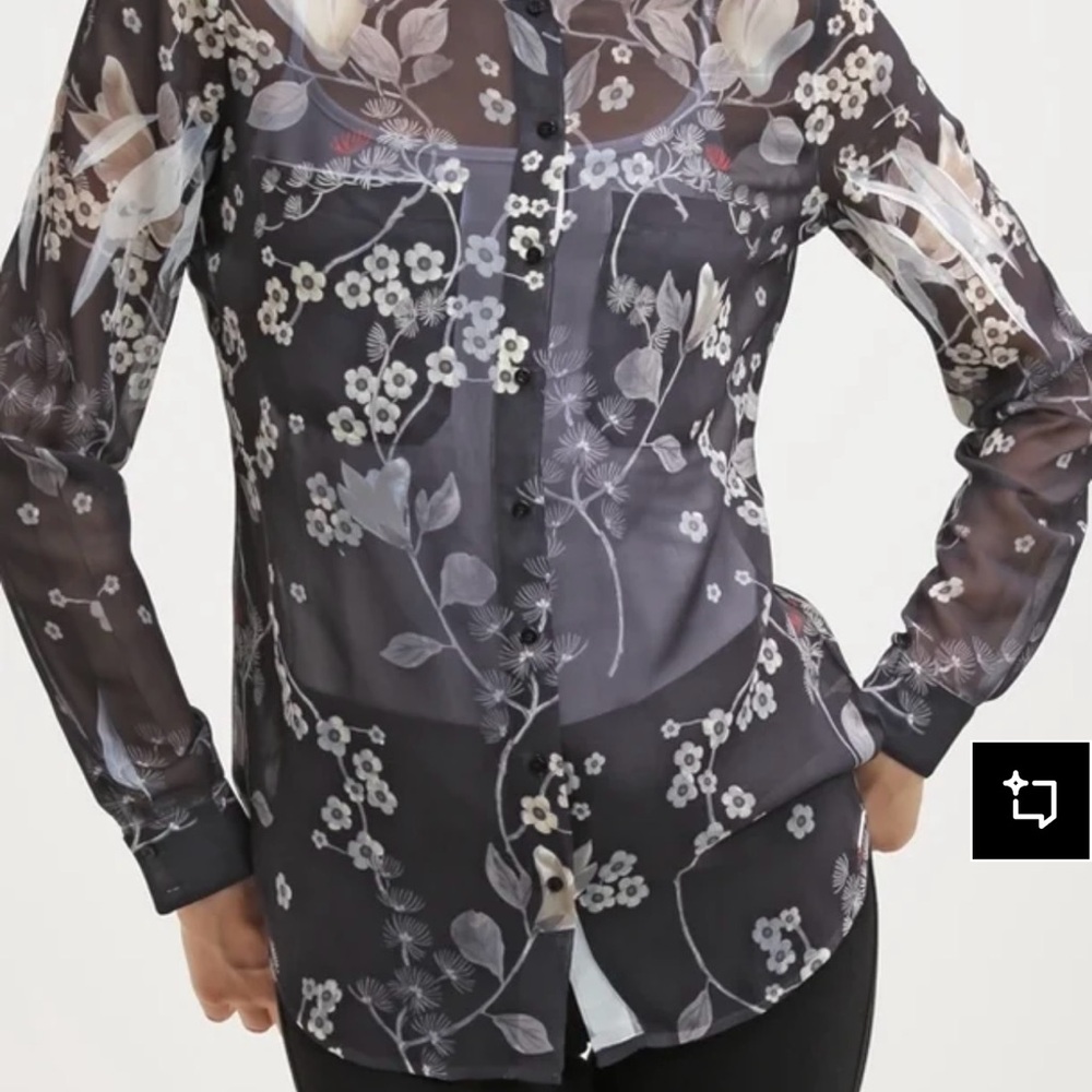 Guess Black Floral Sheer Blouse